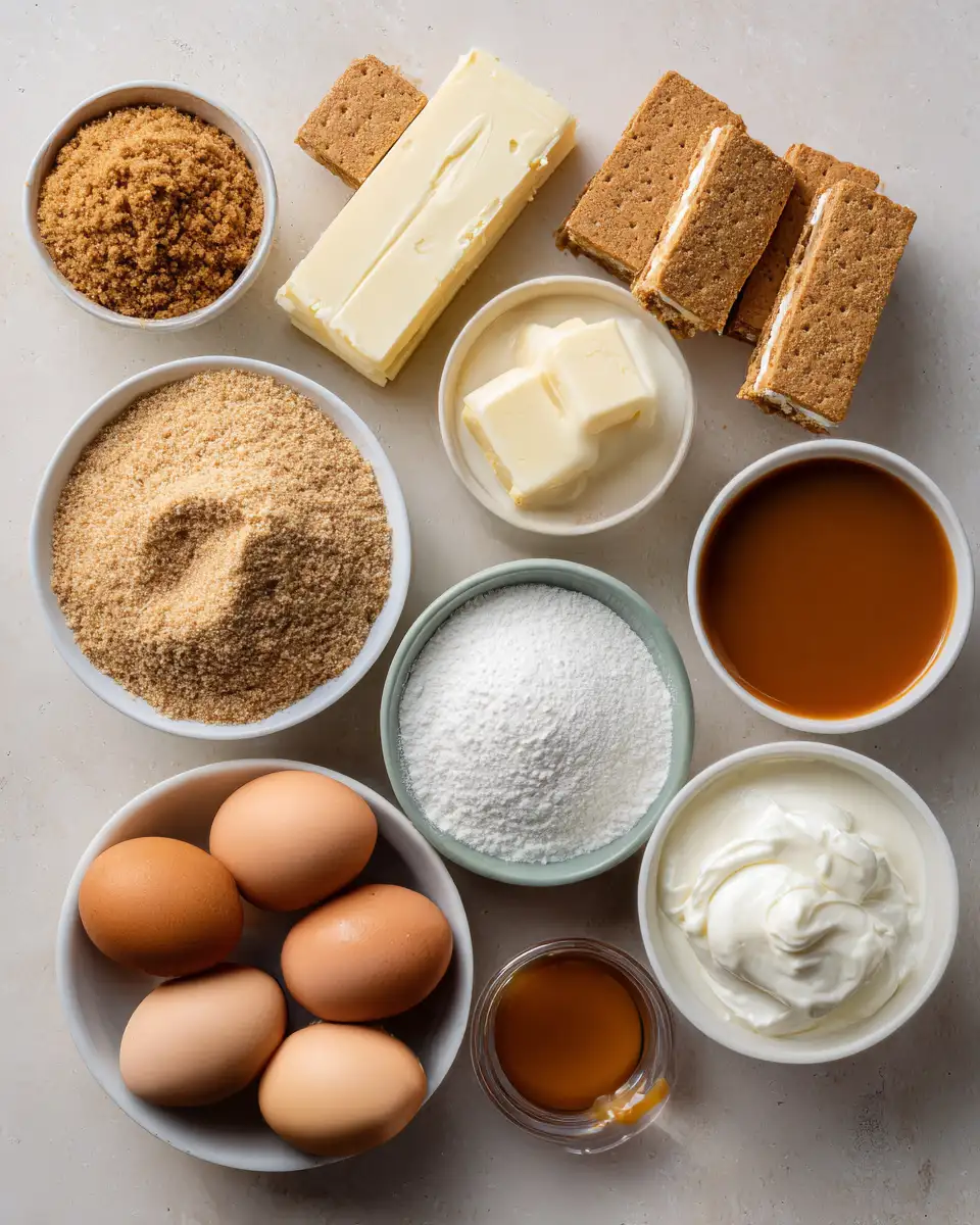 Ingredients for Irresistible Gooey Caramel Cheesecake Bars You Must Try