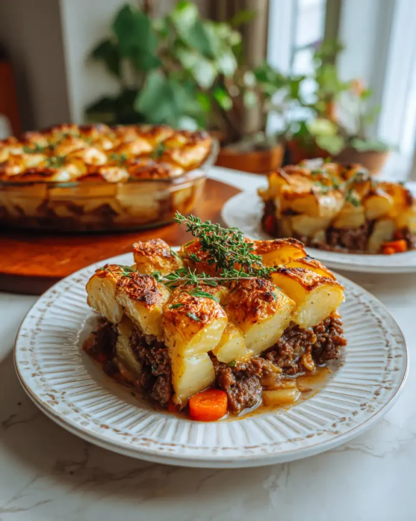 Delicious and Nutritious Family Favorite Healthy Loaded Beef and Potato Bake - Featured Image