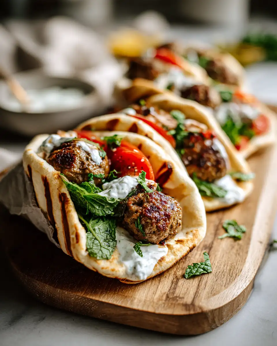 Delicious Mediterranean Meatball Stuffed Pitas with Cool Mint Yogurt Sauce - Featured Image