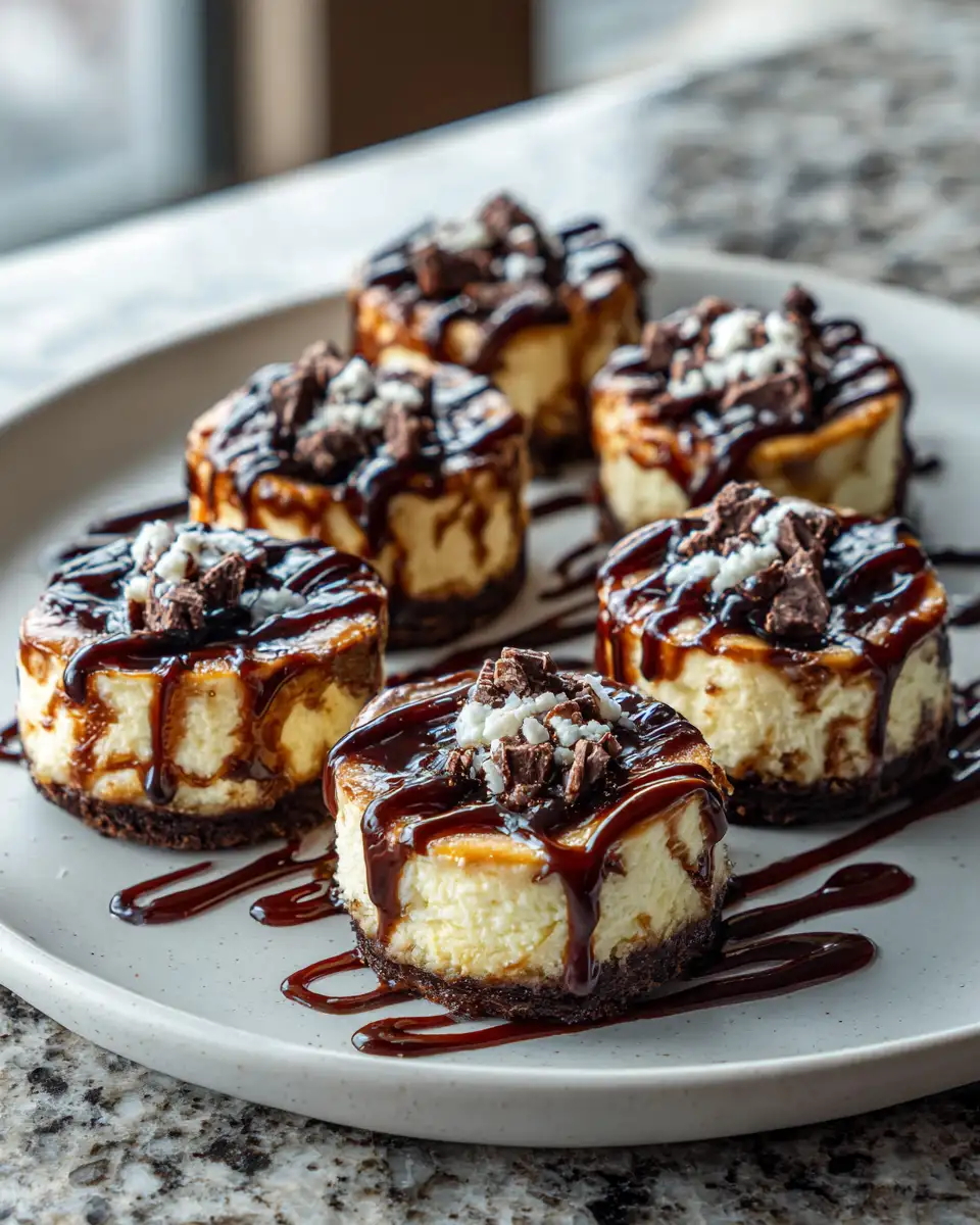 Final dish - Irresistible Mini Salted Caramel Cheesecakes with Decadent Chocolate Drizzle