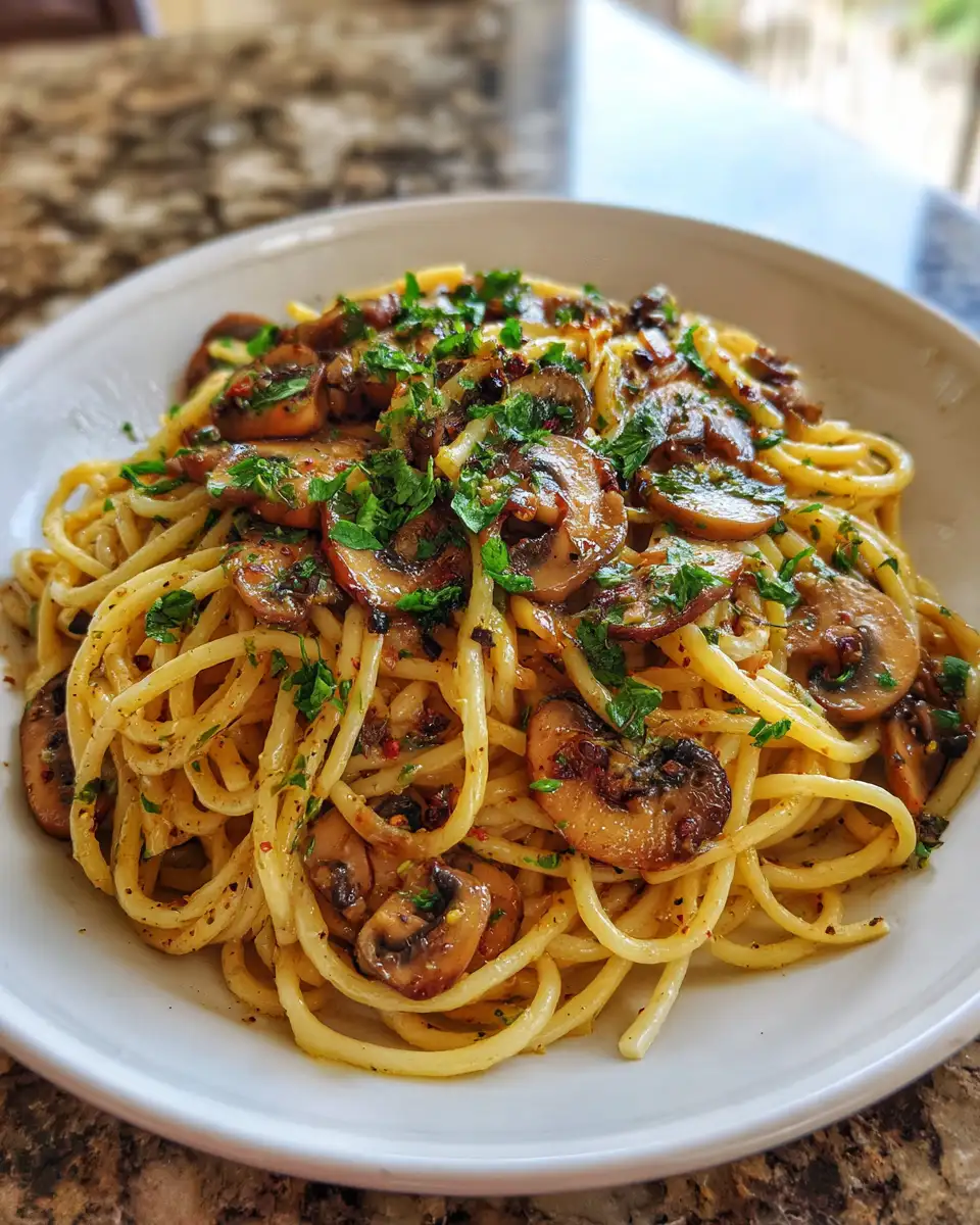 Final dish - Creamy Mushroom Spaghetti Aglio Olio Your New Favorite Comfort Food