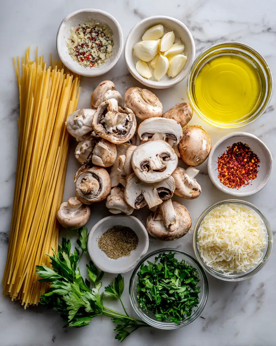 Ingredients for Creamy Mushroom Spaghetti Aglio Olio Your New Favorite Comfort Food