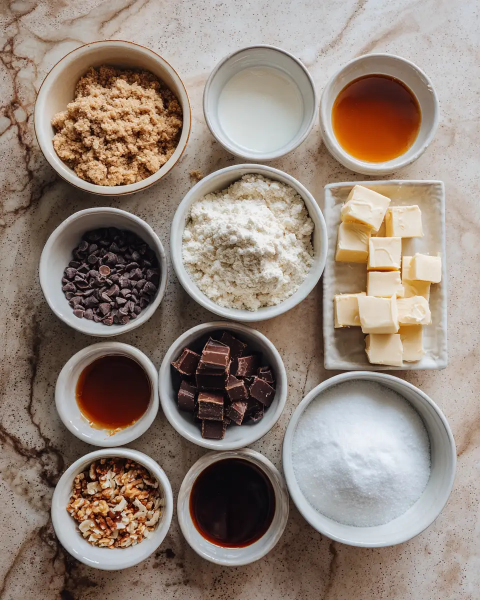 Ingredients for Irresistible No-Bake Chocolate Caramel Cheesecake Bites to Satisfy Your Sweet Tooth