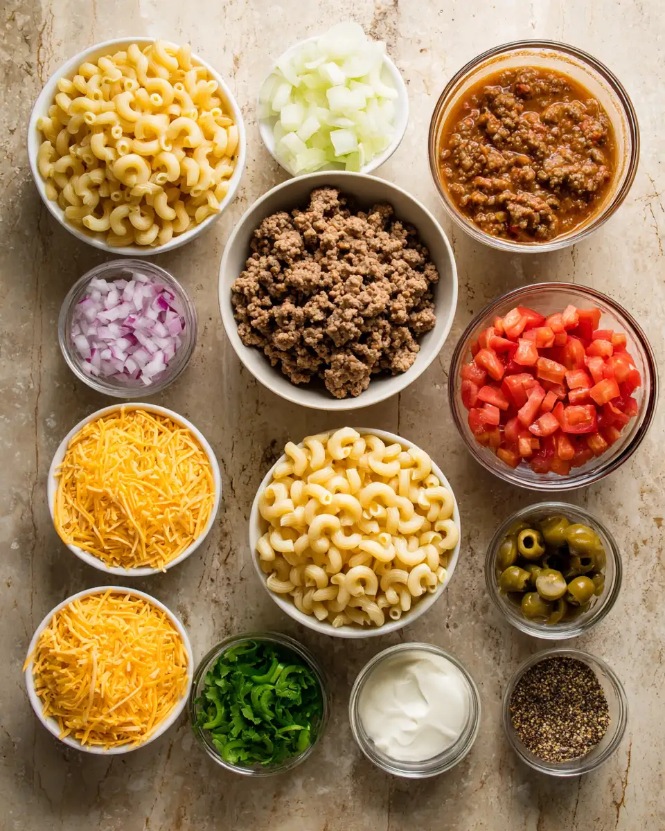 Ingredients for The Ultimate Comfort Food: One Pot Taco Mac Recipe