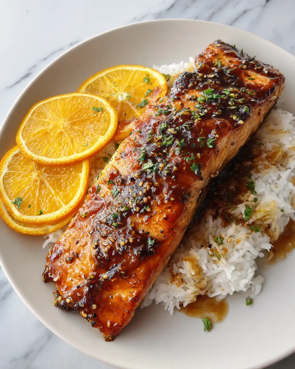 Final dish - Juicy Orange Teriyaki Salmon Recipe for a Flavorful Dinner