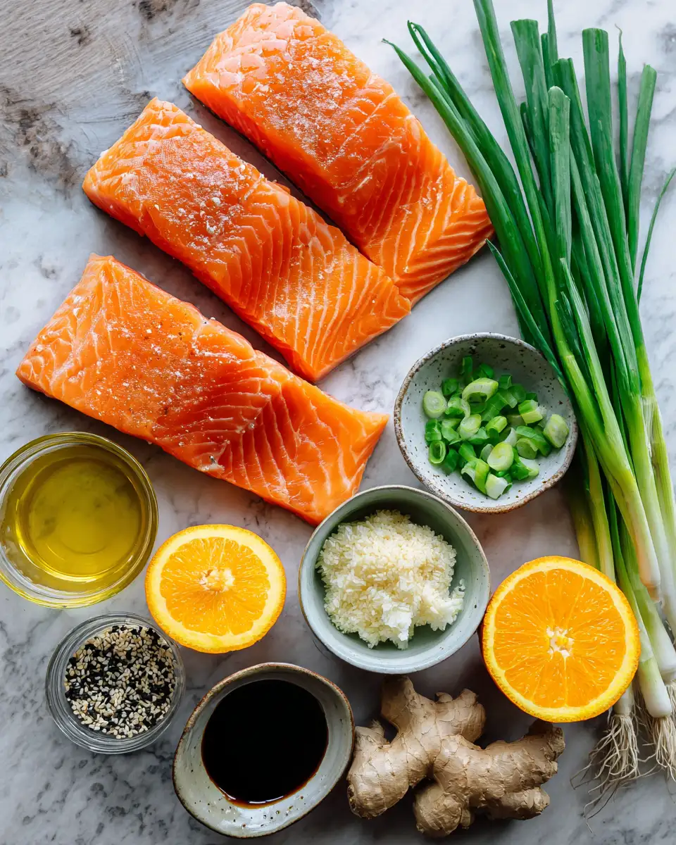 Ingredients for Juicy Orange Teriyaki Salmon Recipe for a Flavorful Dinner