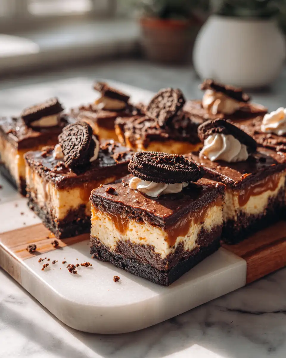 Final dish - Irresistible Oreo Caramel Cheesecake Bars You Need to Try