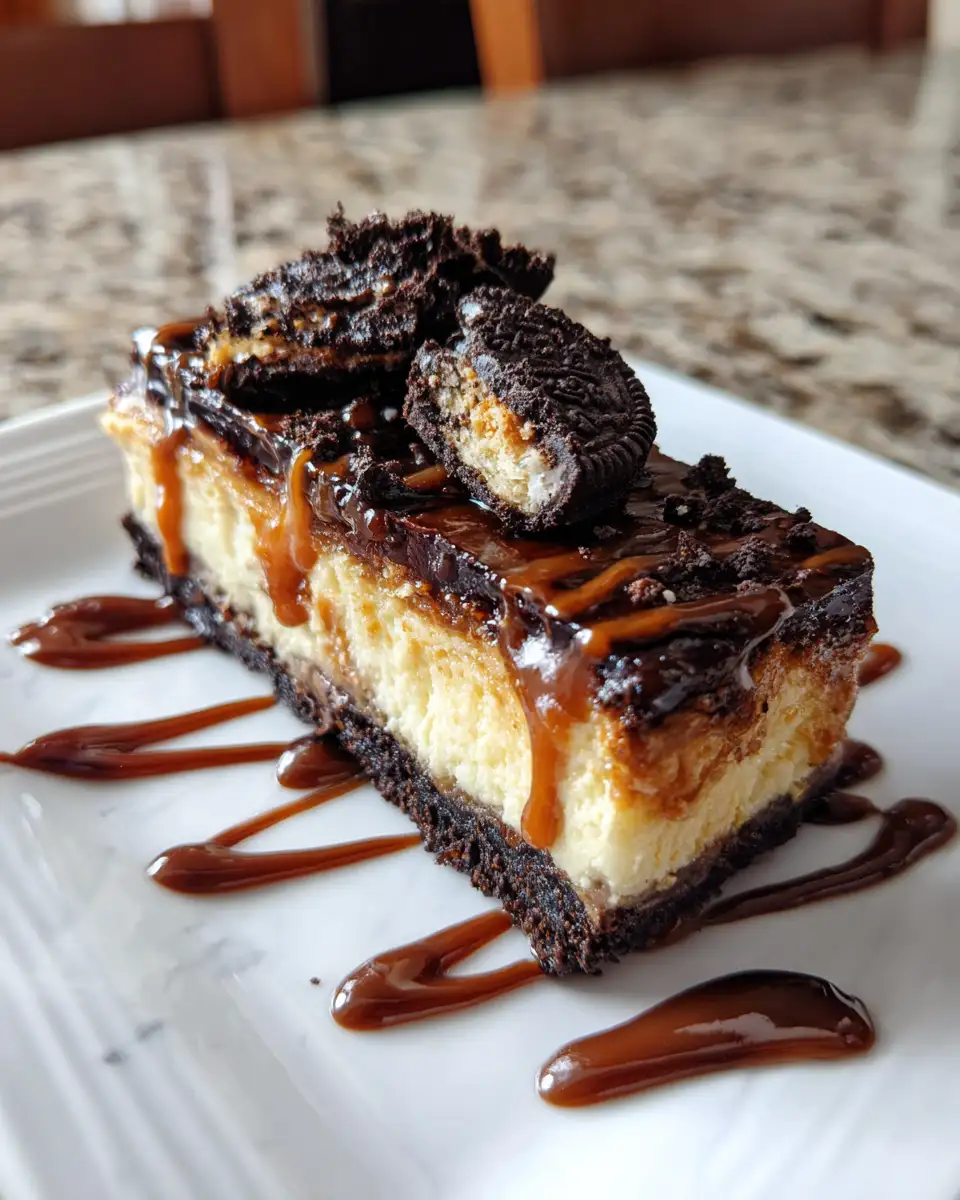 Final dish - Irresistible Oreo Caramel Cheesecake Bars You Need to Try