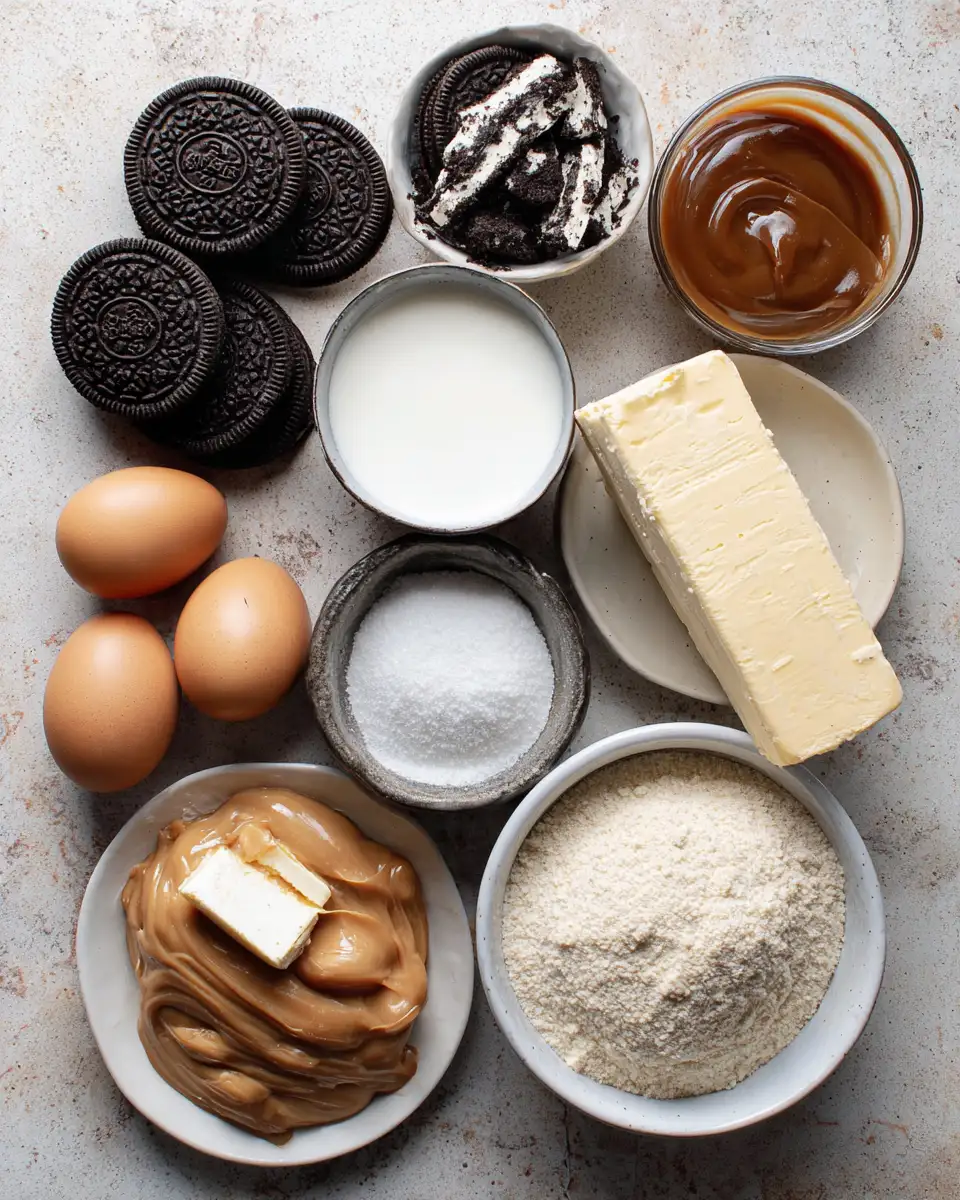Ingredients for Irresistible Oreo Caramel Cheesecake Bars You Need to Try