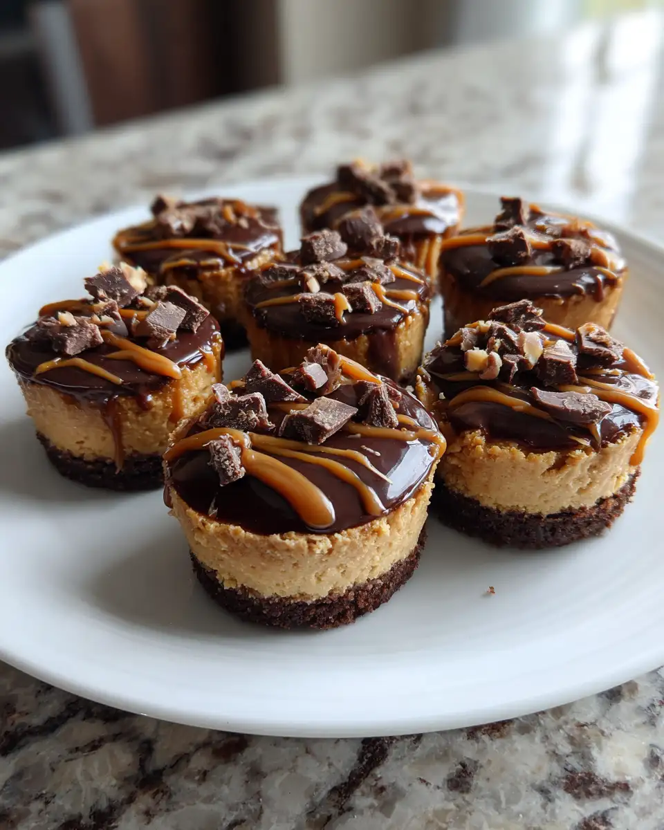 Final dish - Irresistible Peanut Butter Chocolate Caramel Cheesecake Bites to Satisfy Your Sweet Tooth