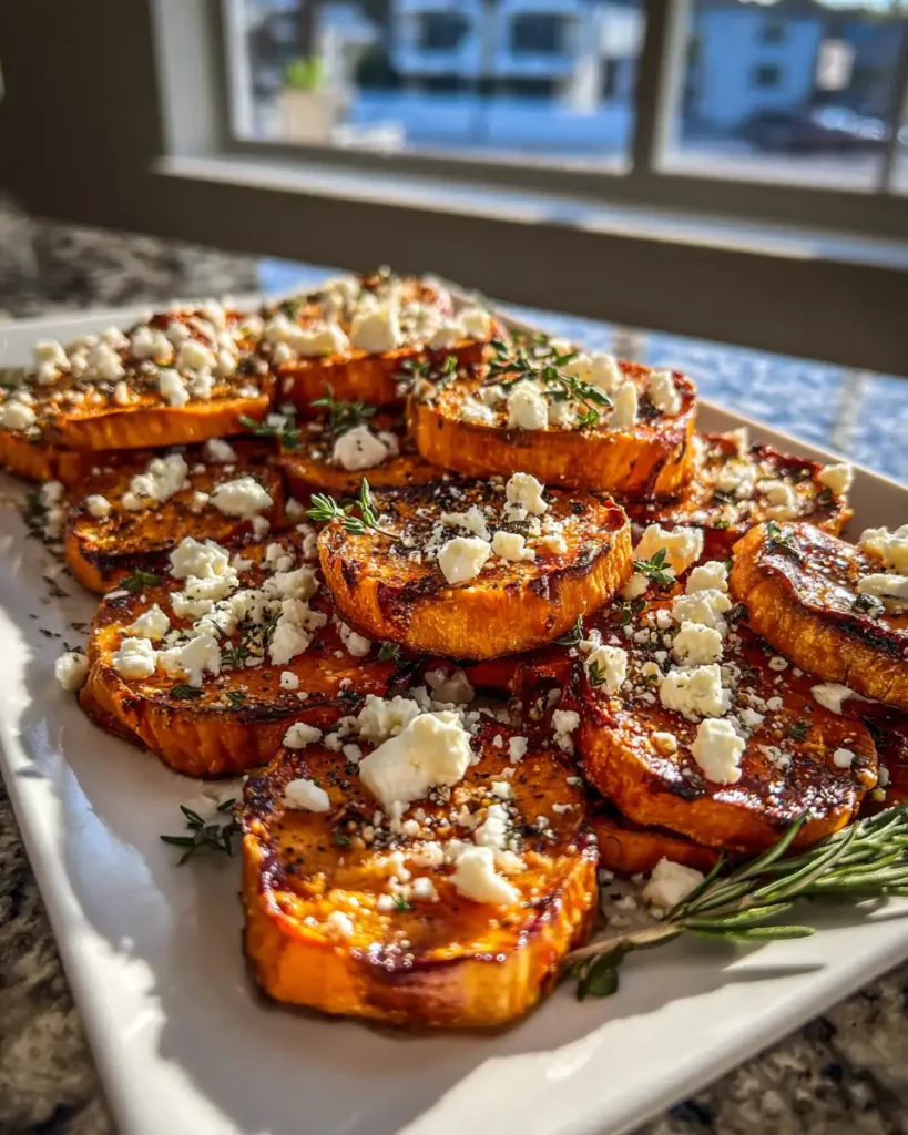 Sweet and Savory Perfection Roasted Sweet Potato Rounds with Honey and Feta - Featured Image