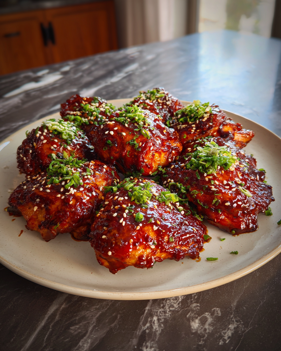 Final dish - Irresistible Sticky Spicy BBQ Chicken Thighs Recipe to Satisfy Your Cravings