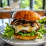Irresistible Whiskey-Glazed Mushroom Swiss Smash Burger Recipe - Featured Image