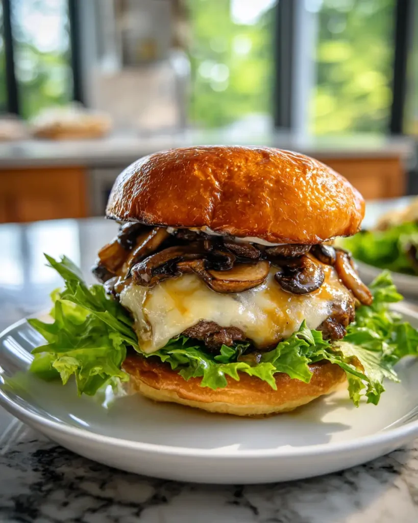 Irresistible Whiskey-Glazed Mushroom Swiss Smash Burger Recipe - Featured Image