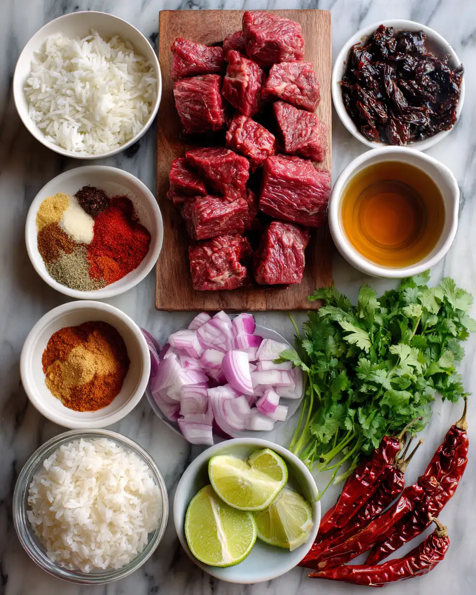 Ingredients for Ultimate Birria Beef Taco Bowls Recipe for Flavorful Comfort Food