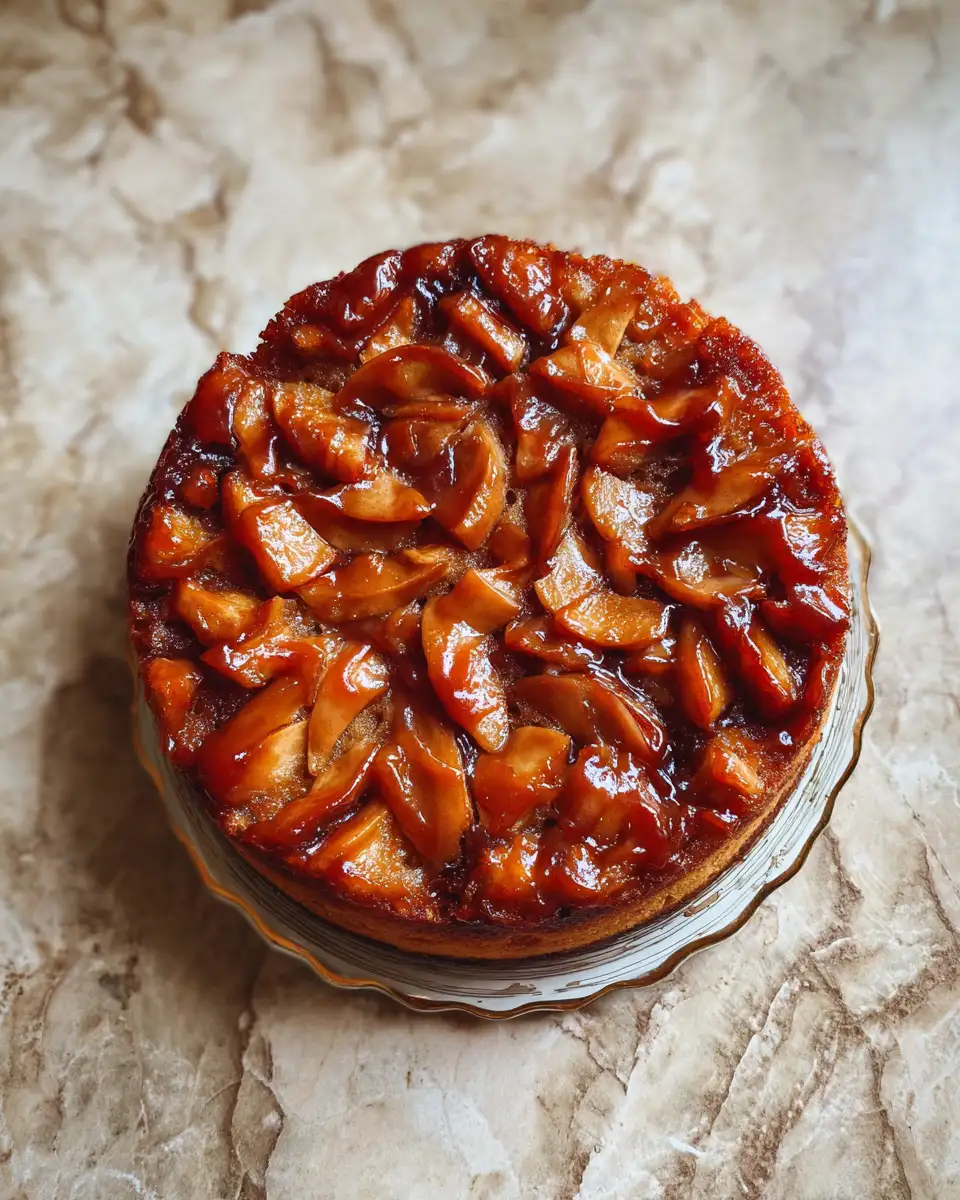 Final dish - Deliciously Decadent Caramel Apple Upside Down Cake Recipe