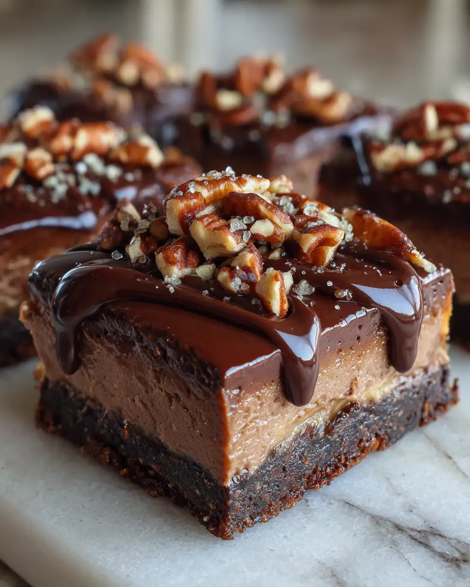 Final dish - Irresistible Chocolate Turtle Cheesecake Bars You Need to Try