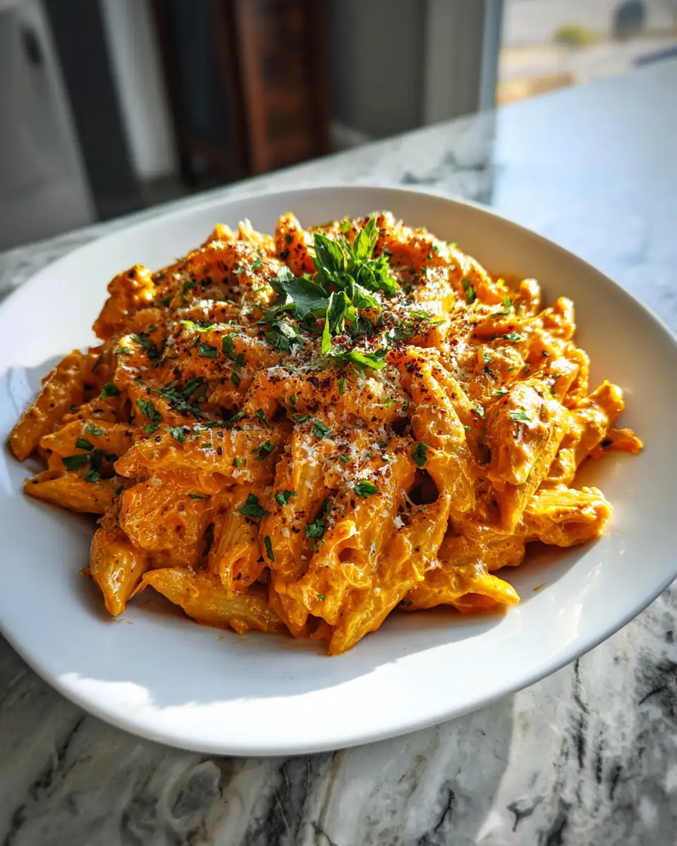 Final dish - Creamy Crockpot Buffalo Chicken Pasta the Perfect Comfort Food