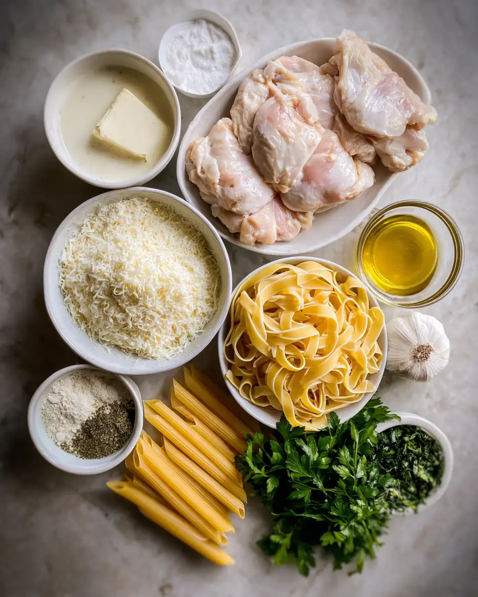 Ingredients for Creamy Crockpot Chicken Alfredo Pasta Your New Favorite Comfort Food