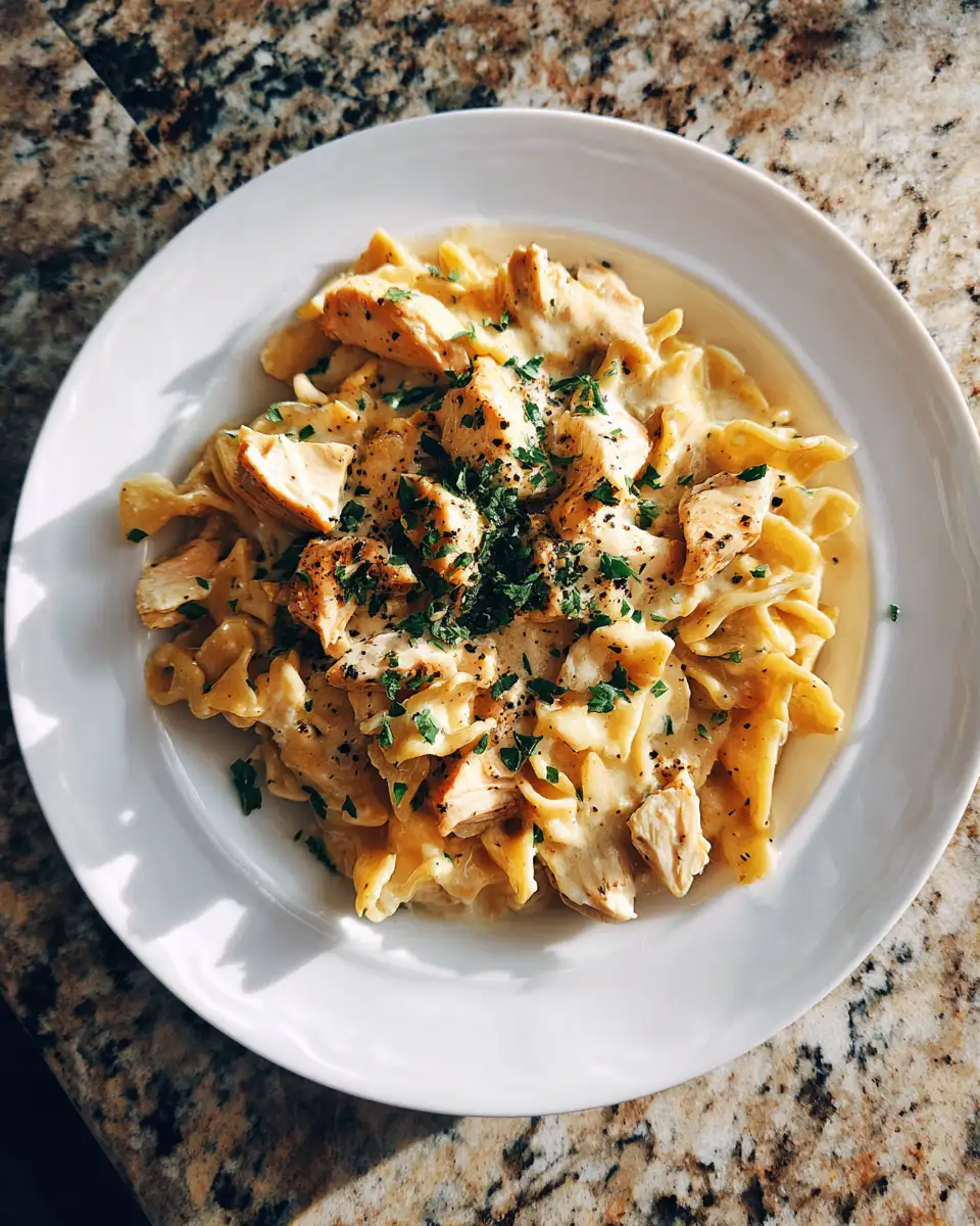 Final dish - Deliciously Easy Crockpot Creamy Chicken Pasta Recipe to Satisfy Your Cravings
