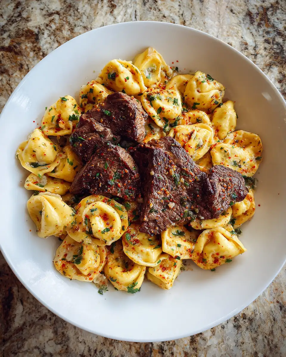 Final dish - Irresistible Garlic Butter Steak Tortellini Recipe to Satisfy Your Cravings