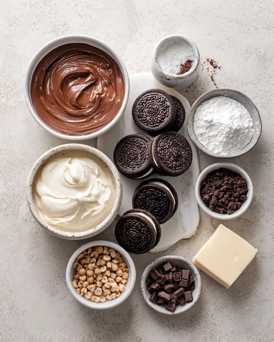 Ingredients for Irresistible Nutella Oreo Cheesecake Bites You Can’t Stop Snacking On