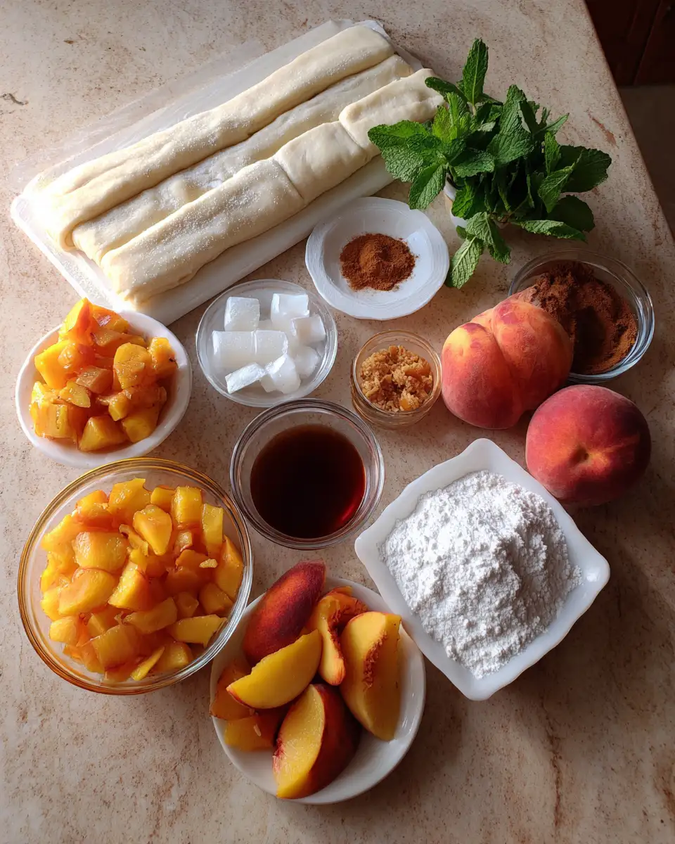 Ingredients for Irresistible Peach Pie Cinnamon Rolls Ready in Just 30 Minutes