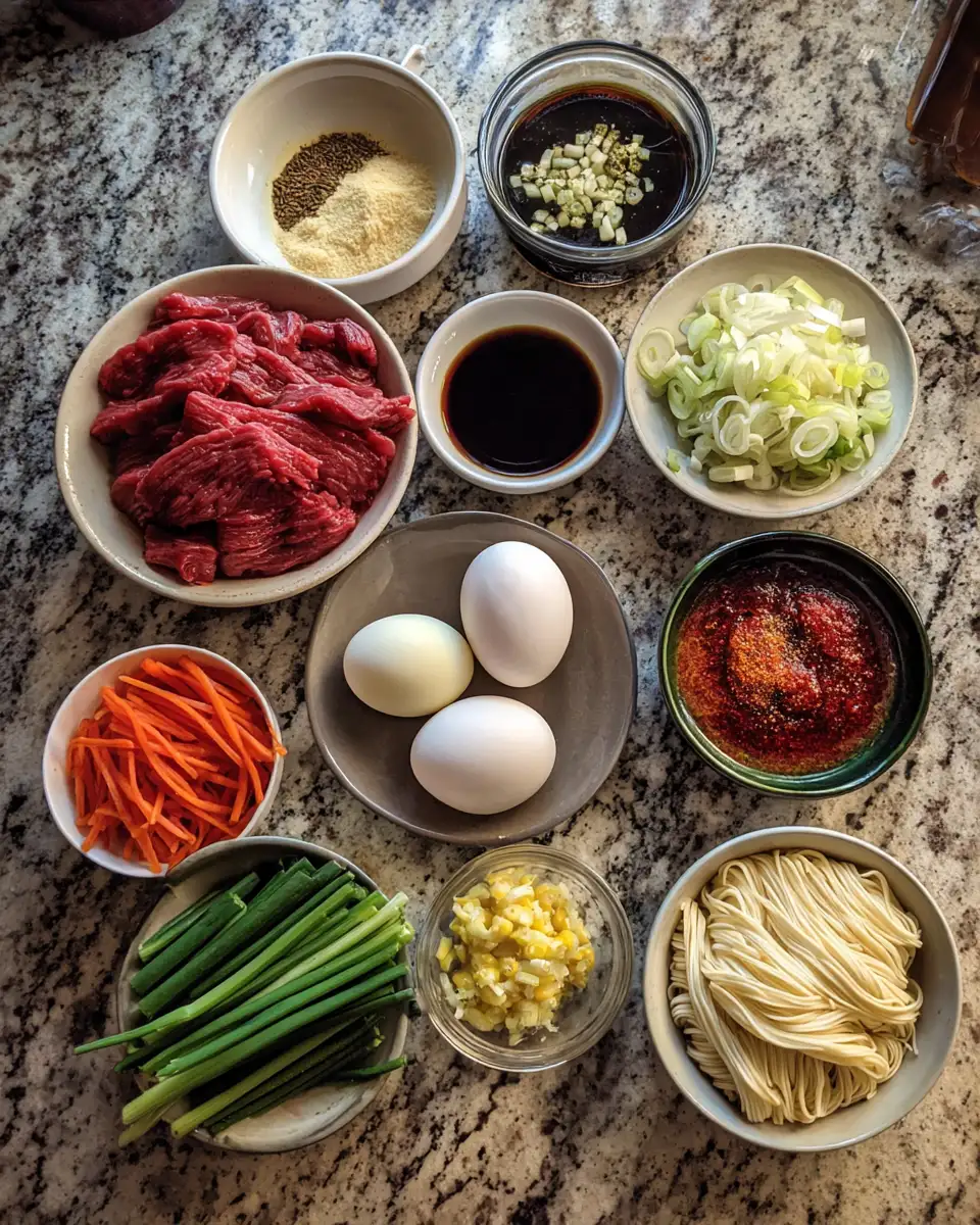 Ingredients for Discover the Ultimate Spicy Korean Beef Noodles Recipe to Ignite Your Taste Buds